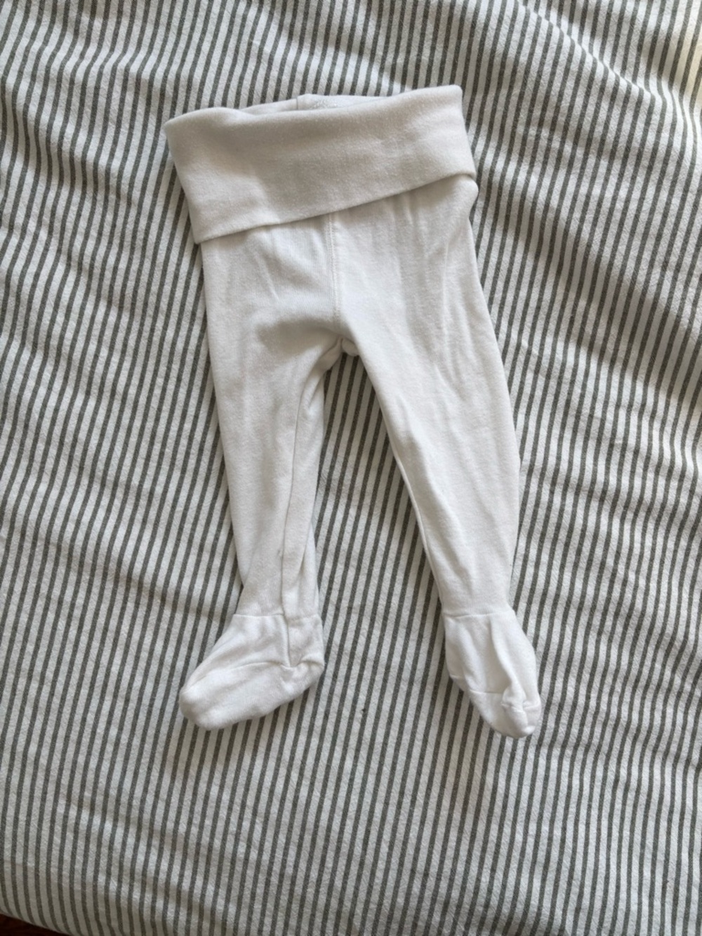 H&M White Organic Cotton Baby Footed Pants